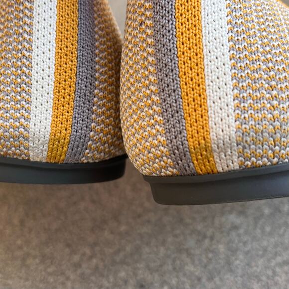 Rothy's The Flat Dandelion Triple Stitch Women 11.5 Shoe Yellow Grey White Flats - Picture 5 of 15